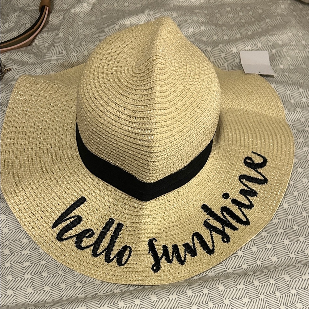 Hello Sunshine Straw Sun Hat with Black Band